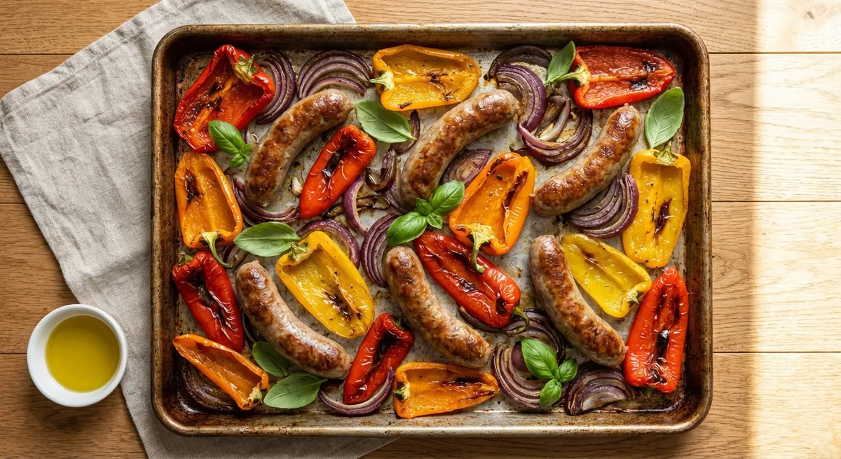 Sheet Pan Sausage and Peppers